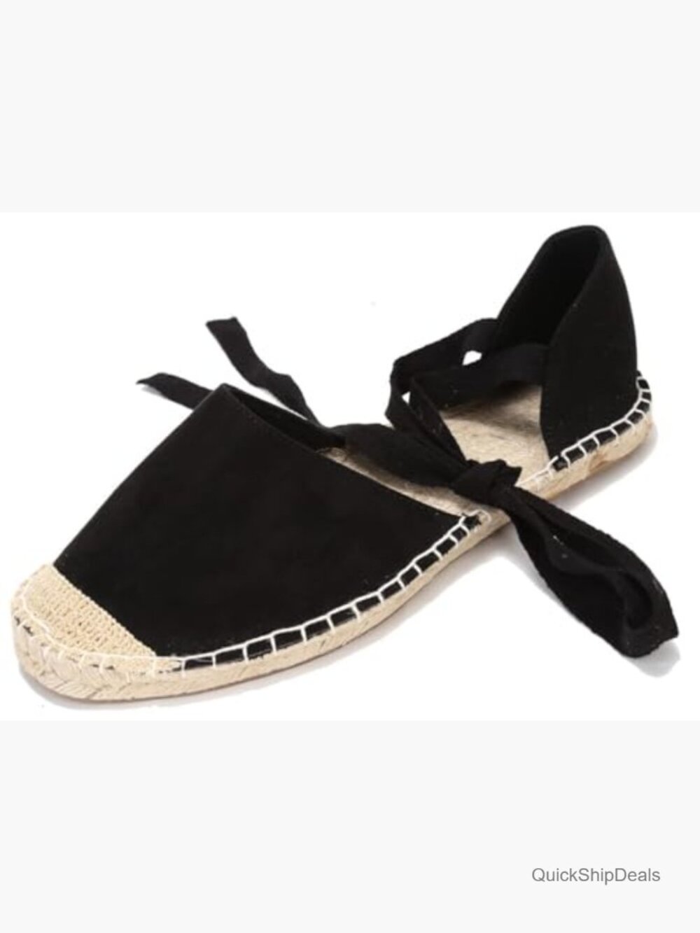 Faux Suede Cap-Toe Lace-Up Ankle Strap Espadrille Flat Sandals - Picture 6 of 7